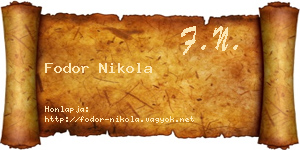 Fodor Nikola névjegykártya
